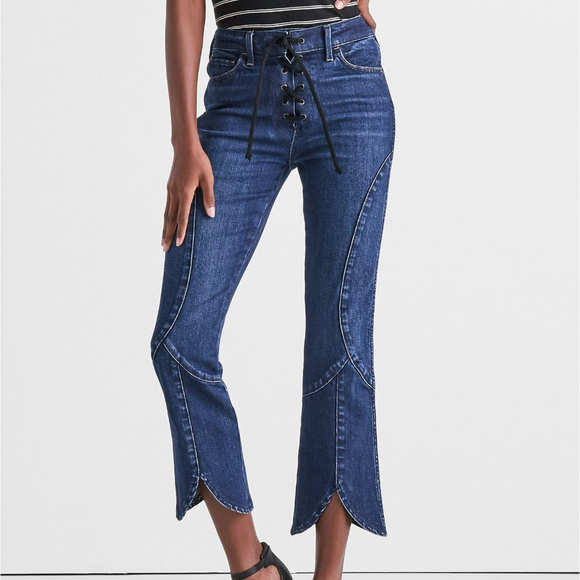 Lucky Brand Lace-Up Crop Flare Jeans – Size 25 NWOT - Picture 2 of 4